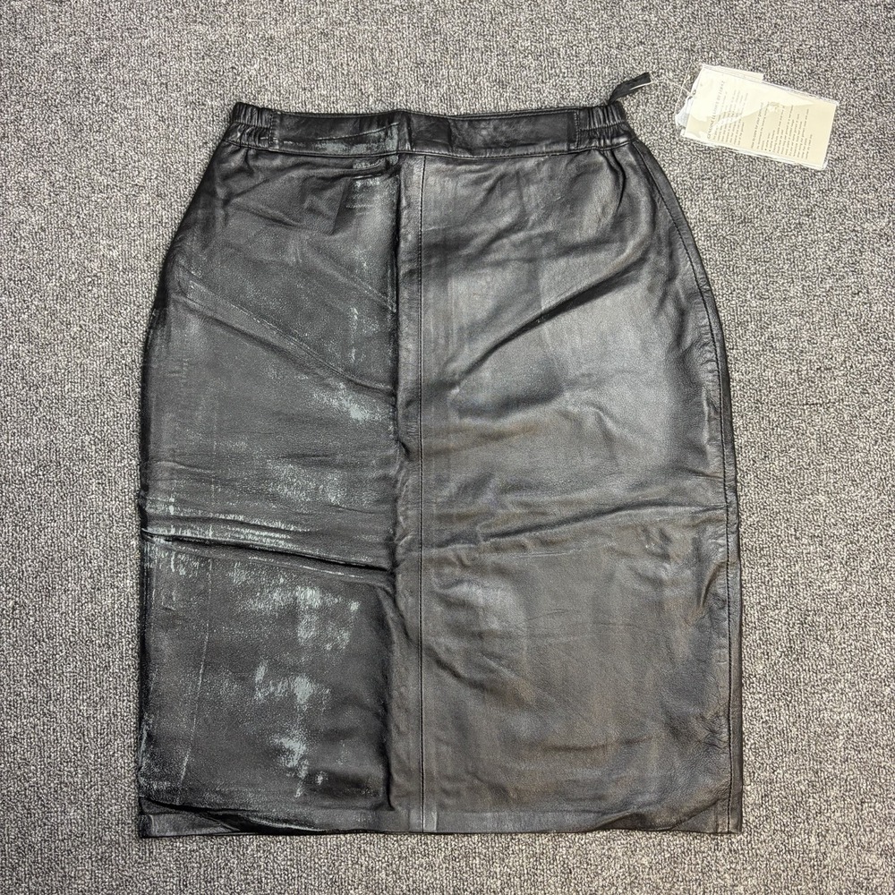 NWT Jamin Leather Skirt Women Sz 10 Classic Black 24" Skirt 100% Leather Lined - Picture 6 of 10